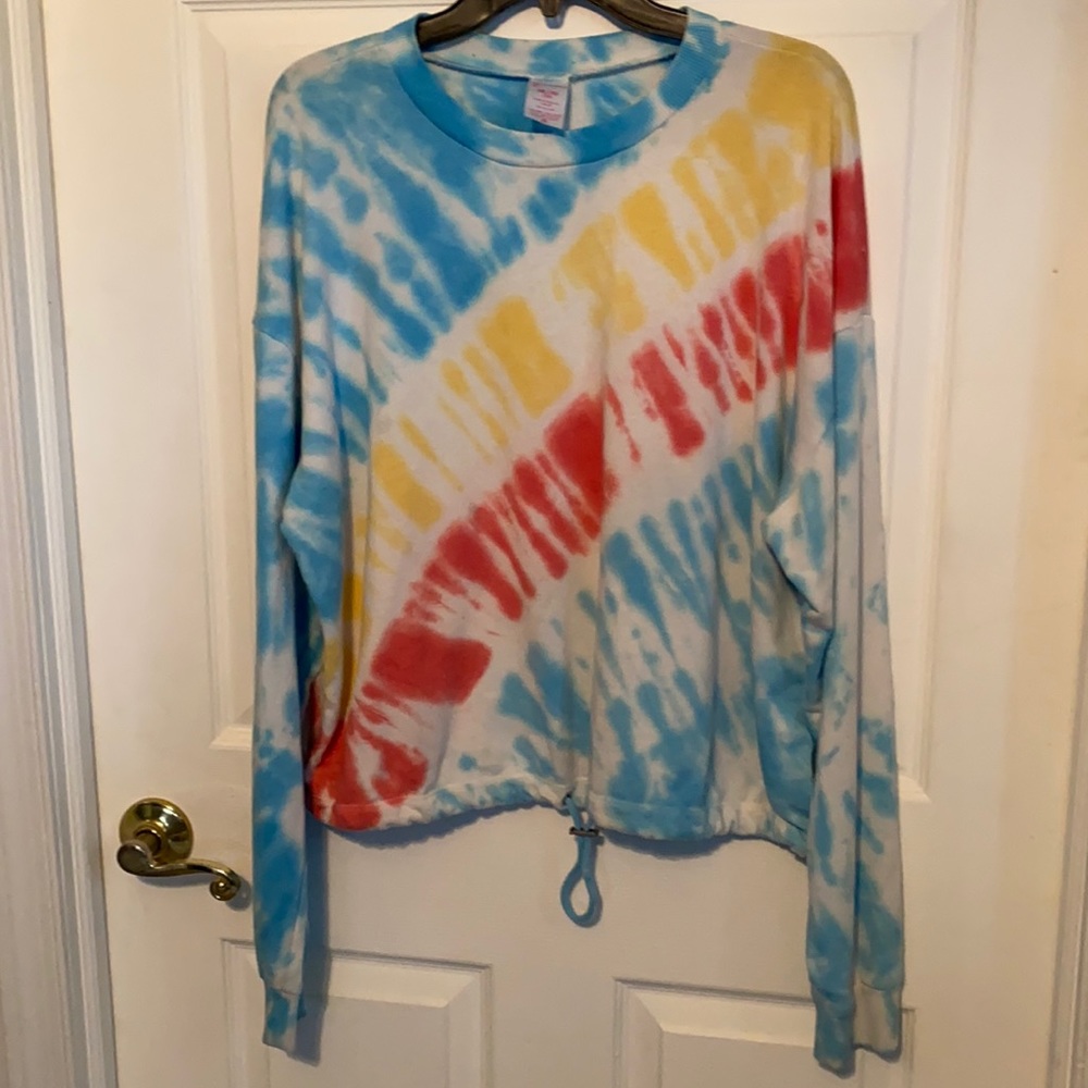 No Boundaries Tie Dye Sweatshirt Blue Yellow Pink Size XXL (19)
